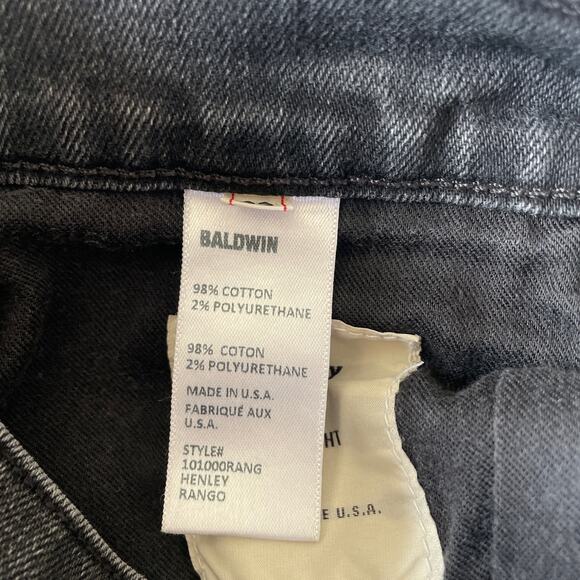 Baldwin Kansas City Jeans 32 Grey Selvedge Henley Rango Slim Straight Button Fly - Picture 5 of 14